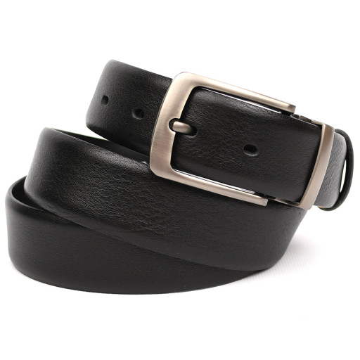 Ремінь зі шкіри оленя 35мм чорний класична пряжка Sergio Torri ST2027D