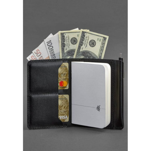 Шкіряне портмоне 2.0 чорне краст