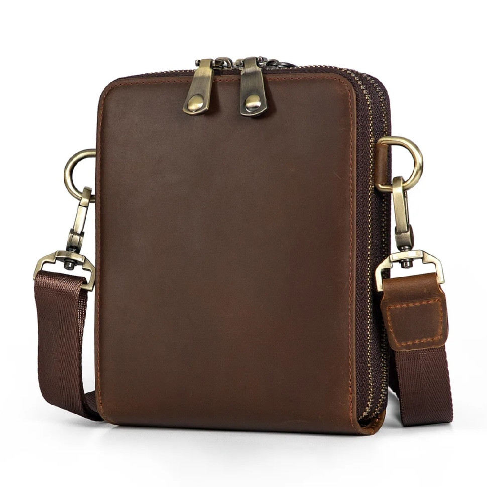 Mens leather messenger bag JD1072R brown