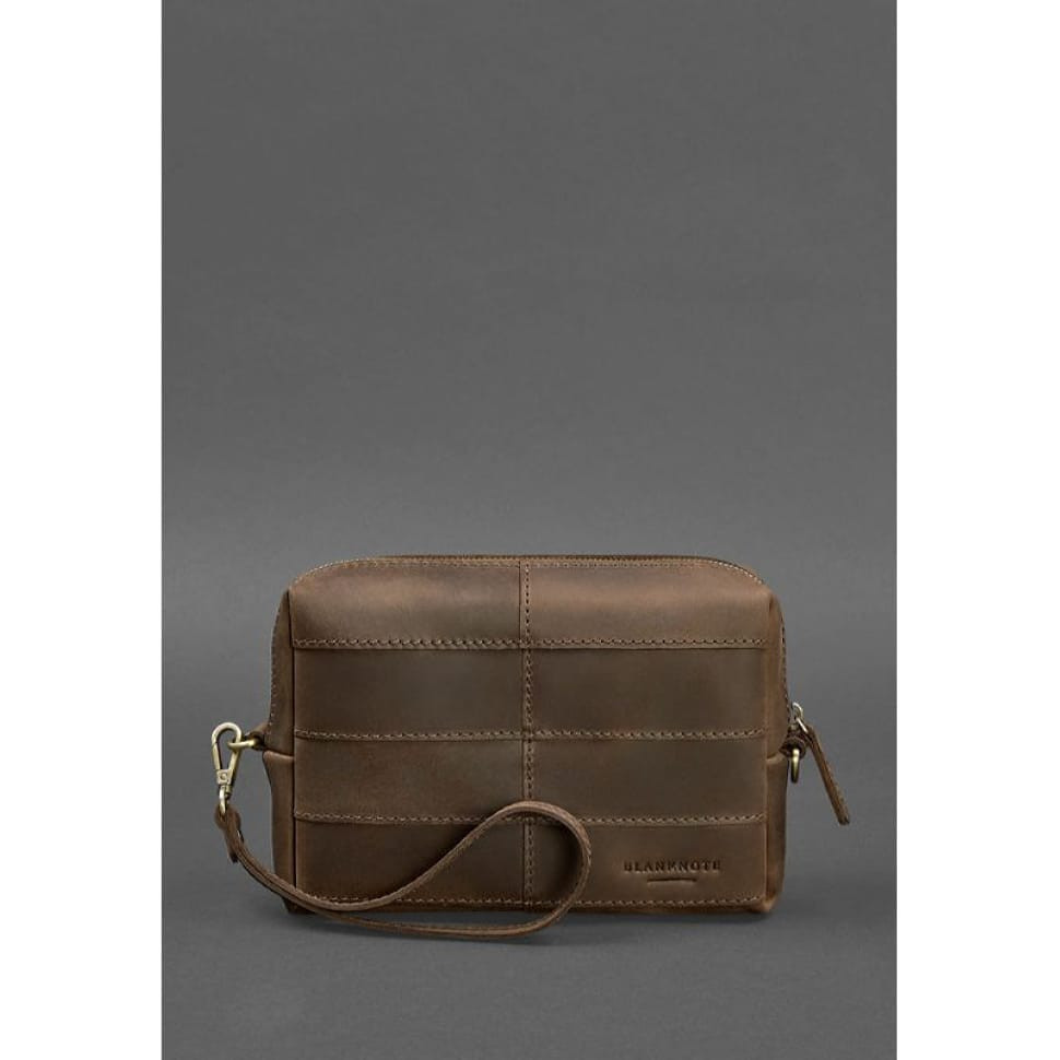 Шкіряна косметичка-несесер 3.1 Темно-коричнева Crazy Horse