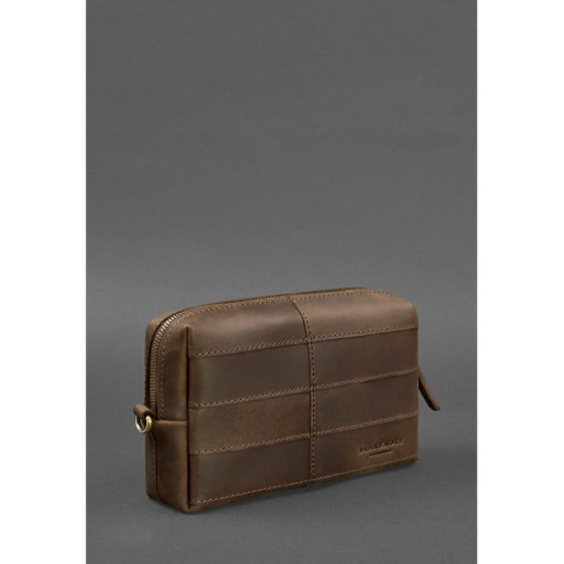 Шкіряна косметичка-несесер 3.1 Темно-коричнева Crazy Horse