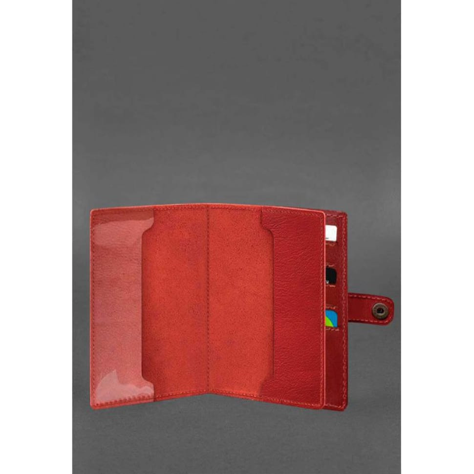 Leather cover-purse for military ID 15.0 red