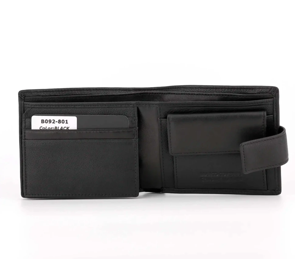 Чёрный кожаный портмоне Marco Coverna 092-801 Black