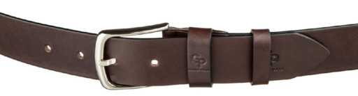 Ремінь чоловічий з сріблястою пряжкою GRANDE PELLE 11266 Коричневий