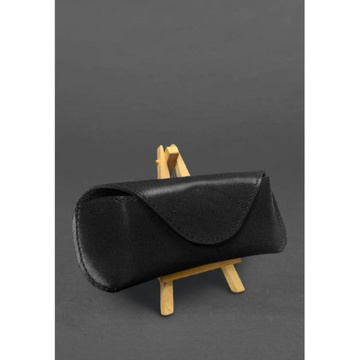 Шкіряний чохол для окулярів з клапаном на магніті Чорний Краст