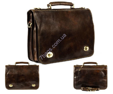 Leather briefcase for men, brown, Firenze