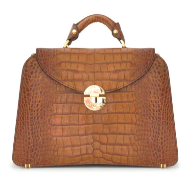 Pratesi KCO285/G - Veneziano Big King Handbag in cow leather King Cognac