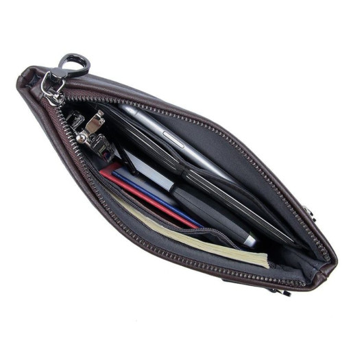 Шкіряний клатч для чоловіків JDC010C кавовий з петлею на руку