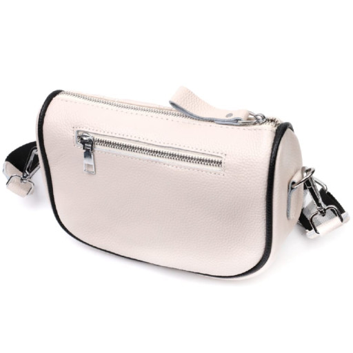 Сумка крос-боді напівкруглого формату з натуральної шкіри Vintage 22393 Біла