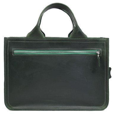 Leather briefcase bag for documents laptop LIMARY lim-380RE green