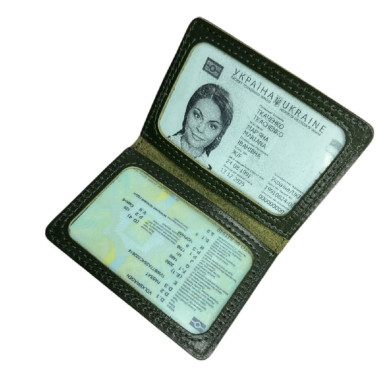 Зелена шкіряна обкладинка для прав Newery N2216GGA