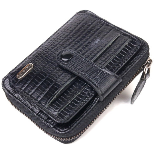 Практичний портмоне з натуральної фактурної шкіри CANPELLINI 21494 Чорне