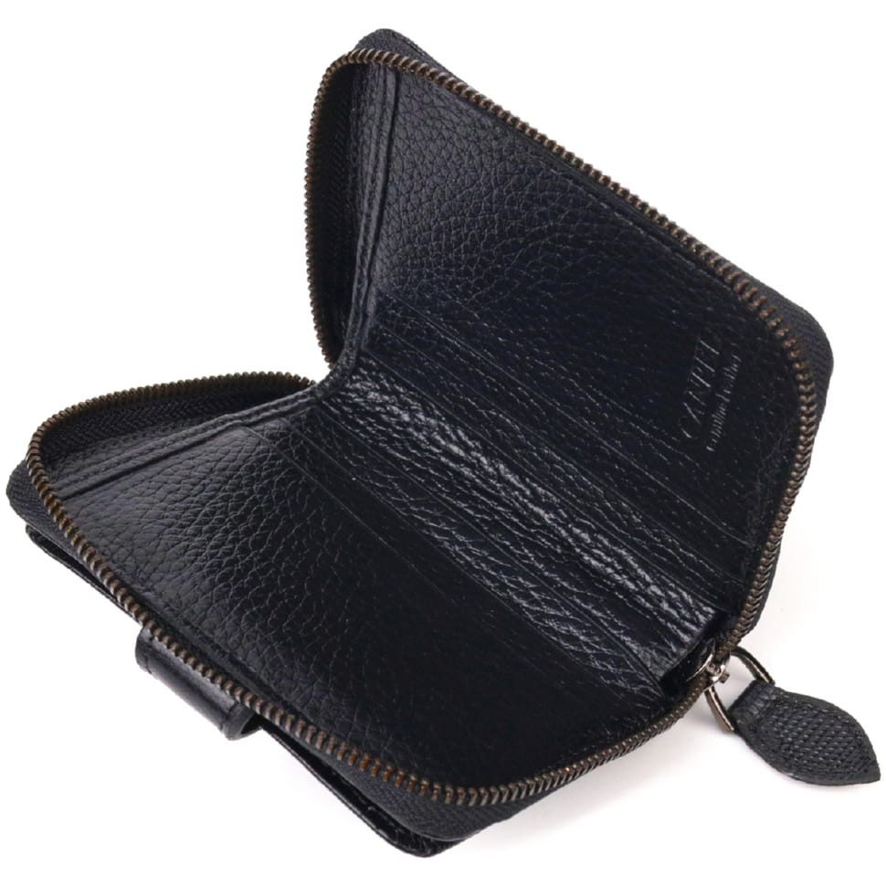 Практичний портмоне з натуральної фактурної шкіри CANPELLINI 21494 Чорне