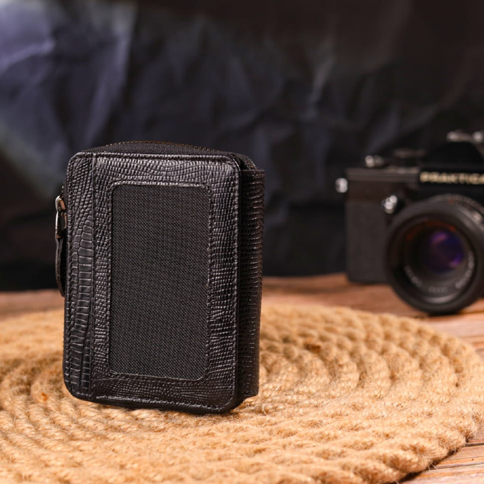 Практичний портмоне з натуральної фактурної шкіри CANPELLINI 21494 Чорне