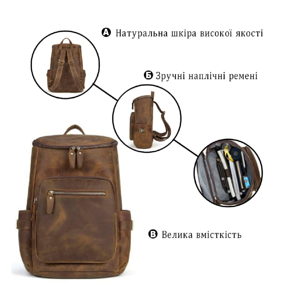 Travel backpack matt Vintage 14887 Cognac
