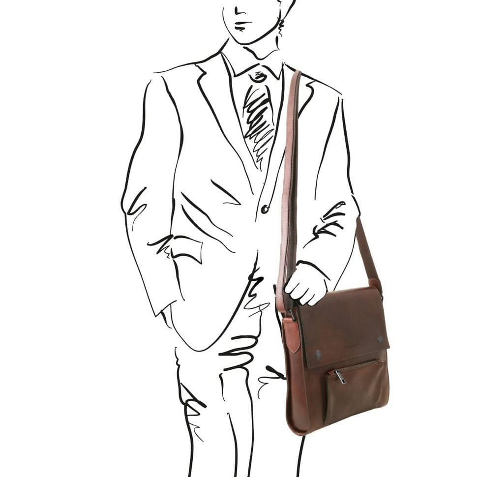 Чоловіча шкіряна сумка через плече з передньою кишенею Oliver Tuscany TL141656