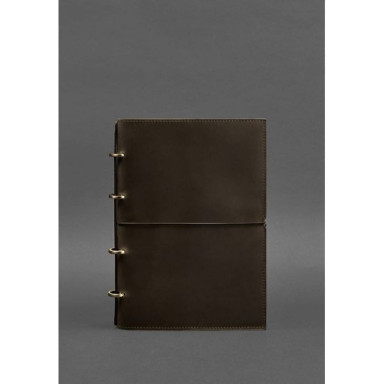 Leather notebook A4 on rings (soft-book) 9.0 soft cover dark brown Crazy Horse