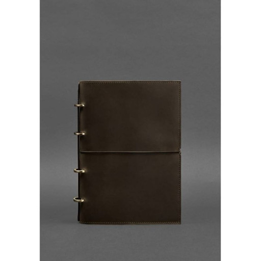 Шкіряний блокнот А4 на кільцях (софт-бук) 9.0 у м'якій обкладинці темно-коричневий Crazy Horse