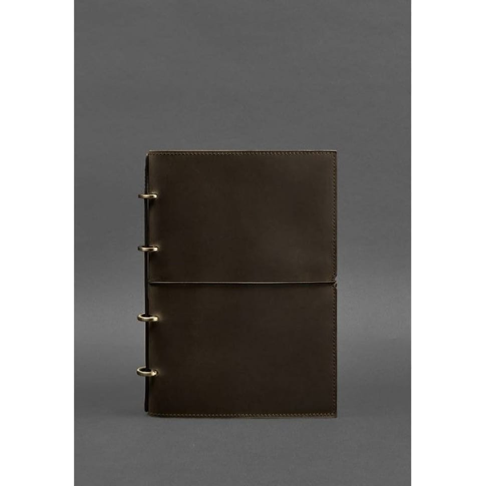 Шкіряний блокнот А4 на кільцях (софт-бук) 9.0 у м'якій обкладинці темно-коричневий Crazy Horse