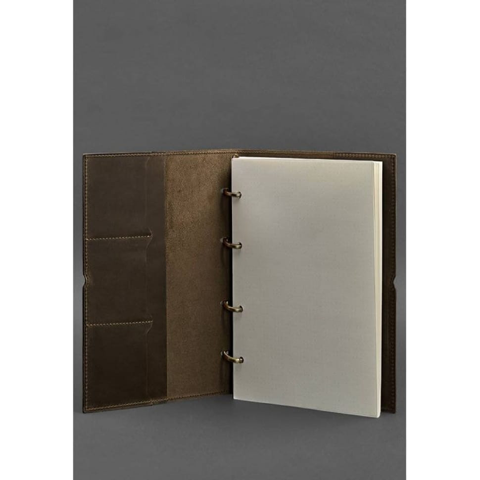 Шкіряний блокнот А4 на кільцях (софт-бук) 9.0 у м'якій обкладинці темно-коричневий Crazy Horse