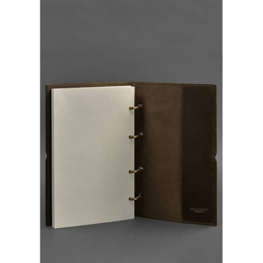 Leather notebook A4 on rings (soft-book) 9.0 soft cover dark brown Crazy Horse