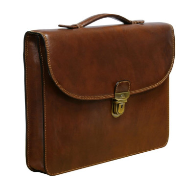 Портфель кожаный Italico 8091L cognac коньячный