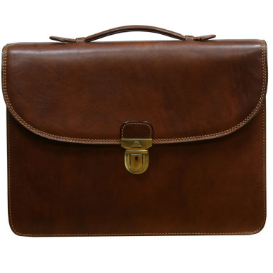 Портфель кожаный Italico 8091L cognac коньячный