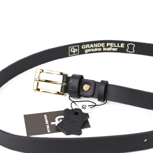 Ремінь жіночий тонкий Grande Pelle 21070040033 у коричневому кольорі.