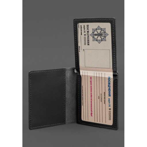 Кожаная обложка для удостоверения офицера ДПСУ (три кармана) черная