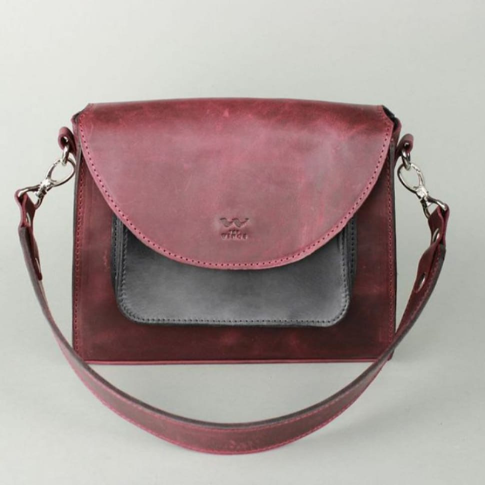 Women's leather bag Liv burgundy blue vintage