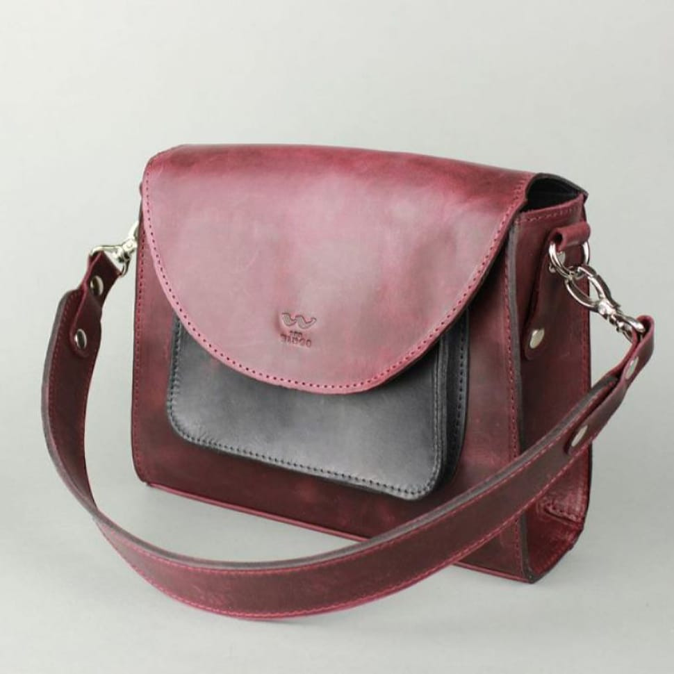 Women's leather bag Liv burgundy blue vintage