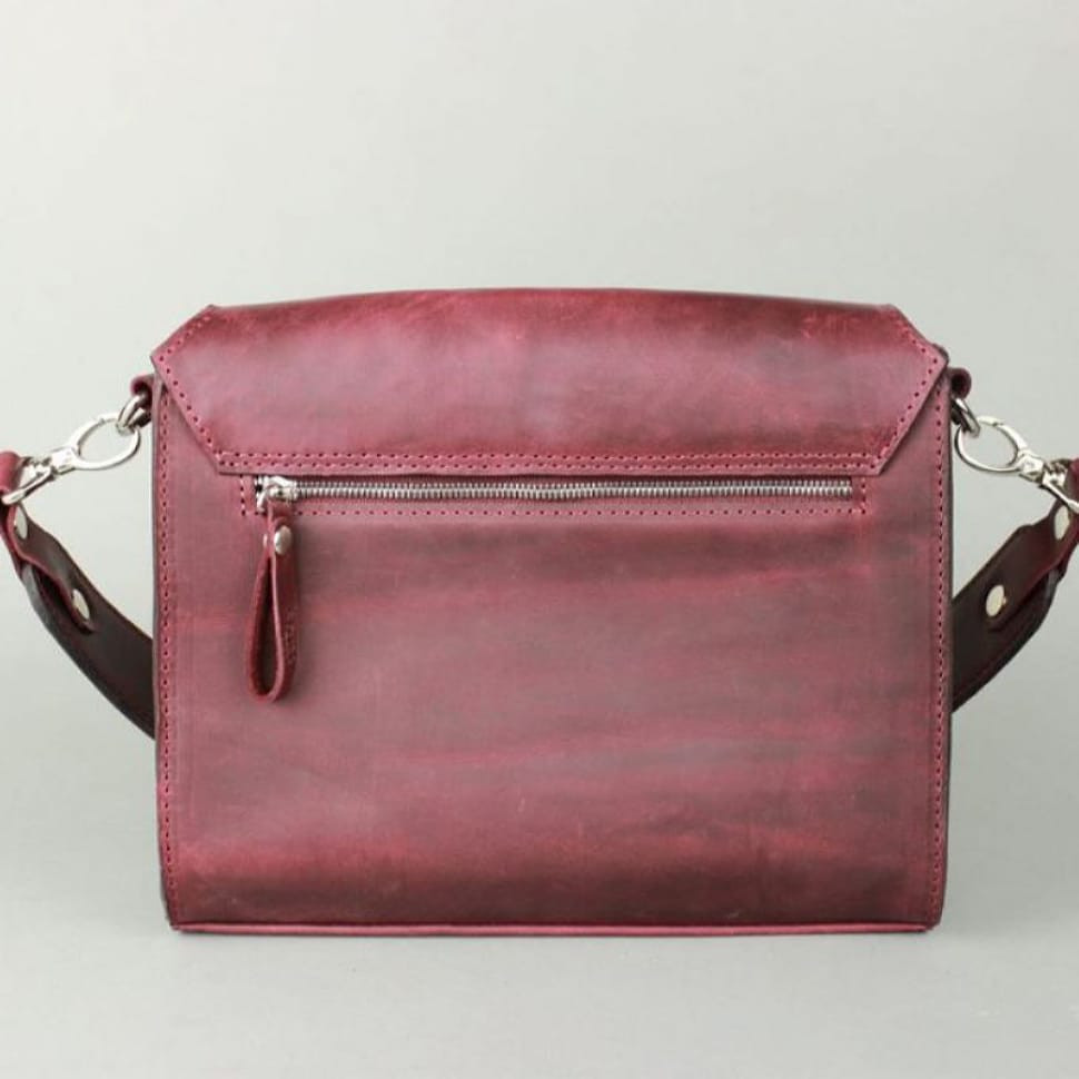 Women's leather bag Liv burgundy blue vintage
