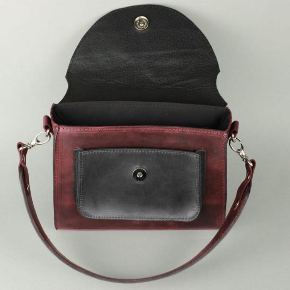 Women's leather bag Liv burgundy blue vintage