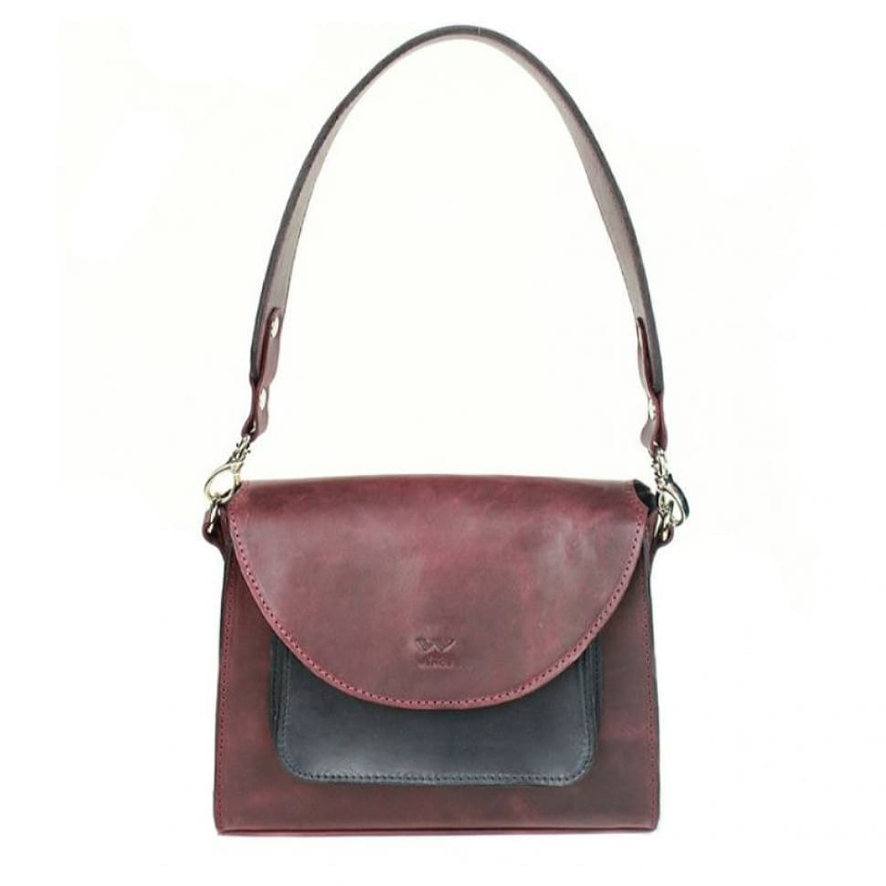 Women's leather bag Liv burgundy blue vintage