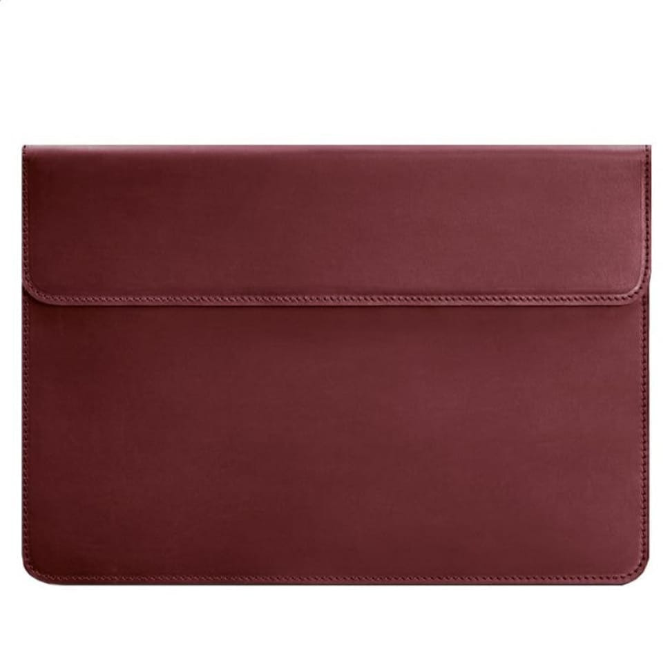 Шкіряний чохол-конверт на магнітах для MacBook 16 дюйм Бордовий Crazy Horse