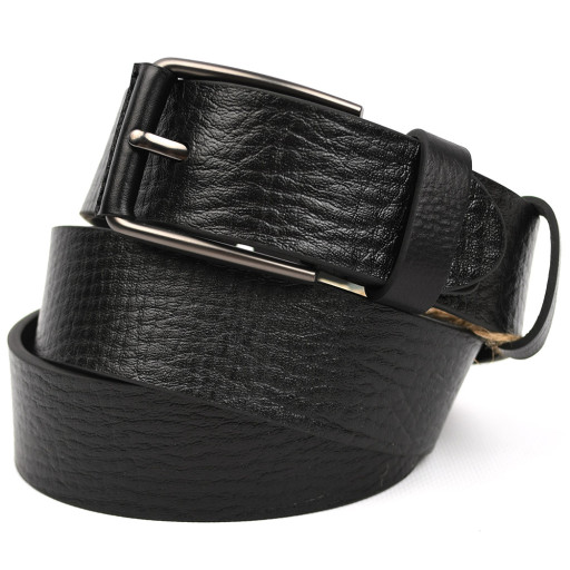 Ремінь із шкіри буйволу фактурний ST2026B чорний 40мм