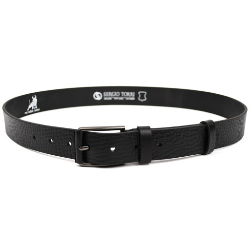 Ремінь із шкіри буйволу фактурний ST2026B чорний 40мм