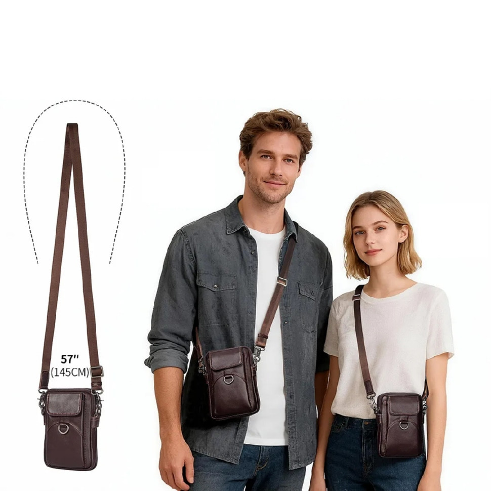 John McDee JD1097C Brown Leather Shoulder Bag