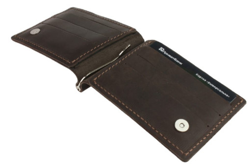 Гаманець чоловічий шкіряний затискач для купюр SULLIVAN 100-5(5.5) коричневий