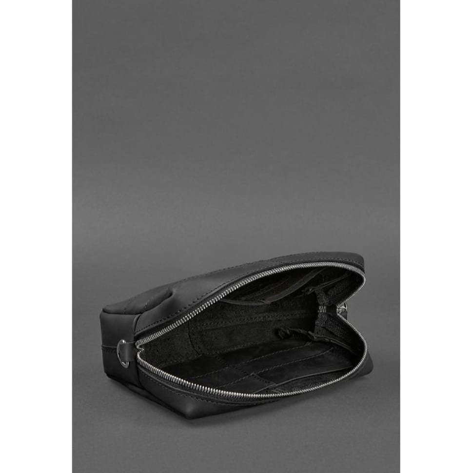 Шкіряна косметичка-несесер 3.1 Чорна Crazy Horse