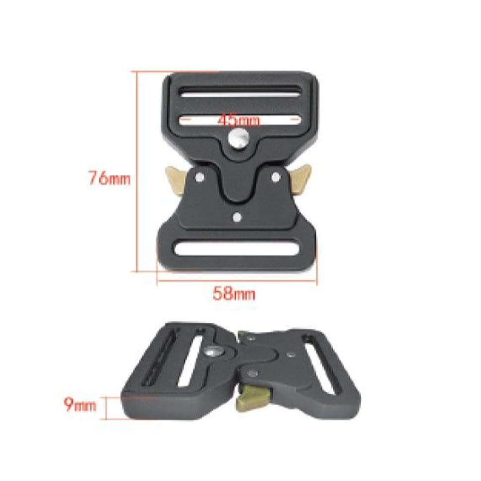 Фастекс металевий 45мм, типу Кобра, чорний матовий з жовтими важелями