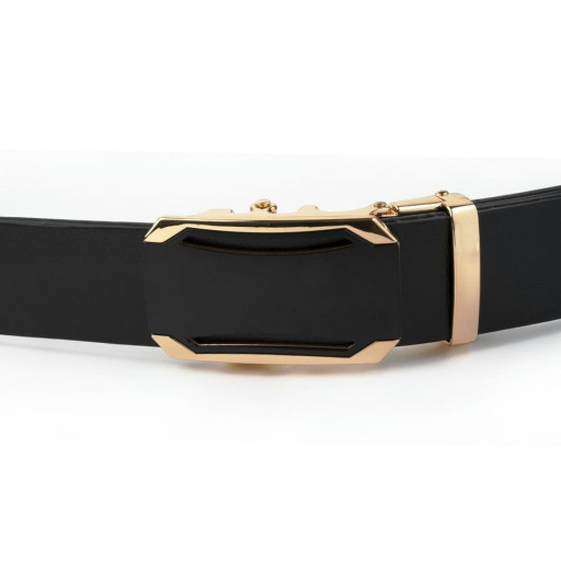 Ремінь чоловічий із золотистою пряжкою Vintage 20258 Чорний