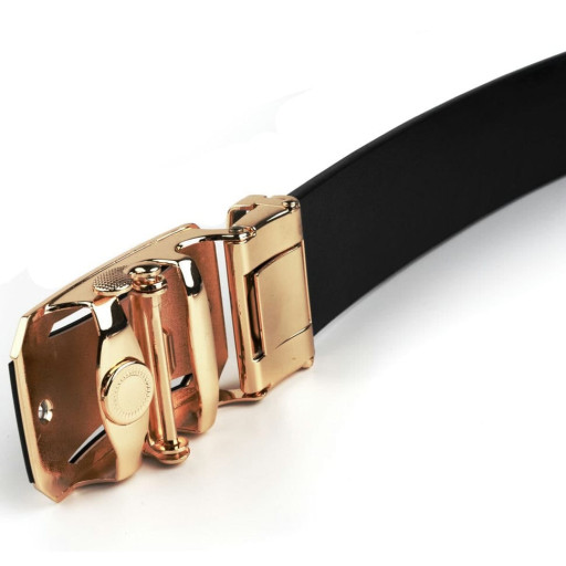 Ремінь чоловічий із золотистою пряжкою Vintage 20258 Чорний