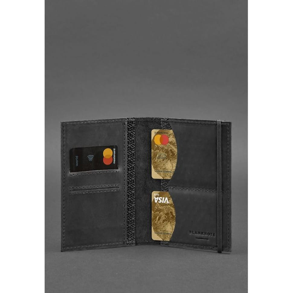 Шкіряна обкладинка для паспорта 2.0 Карбон чорна