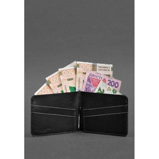 Шкіряне портмоне 4.4 (з затискачем) чорний краст