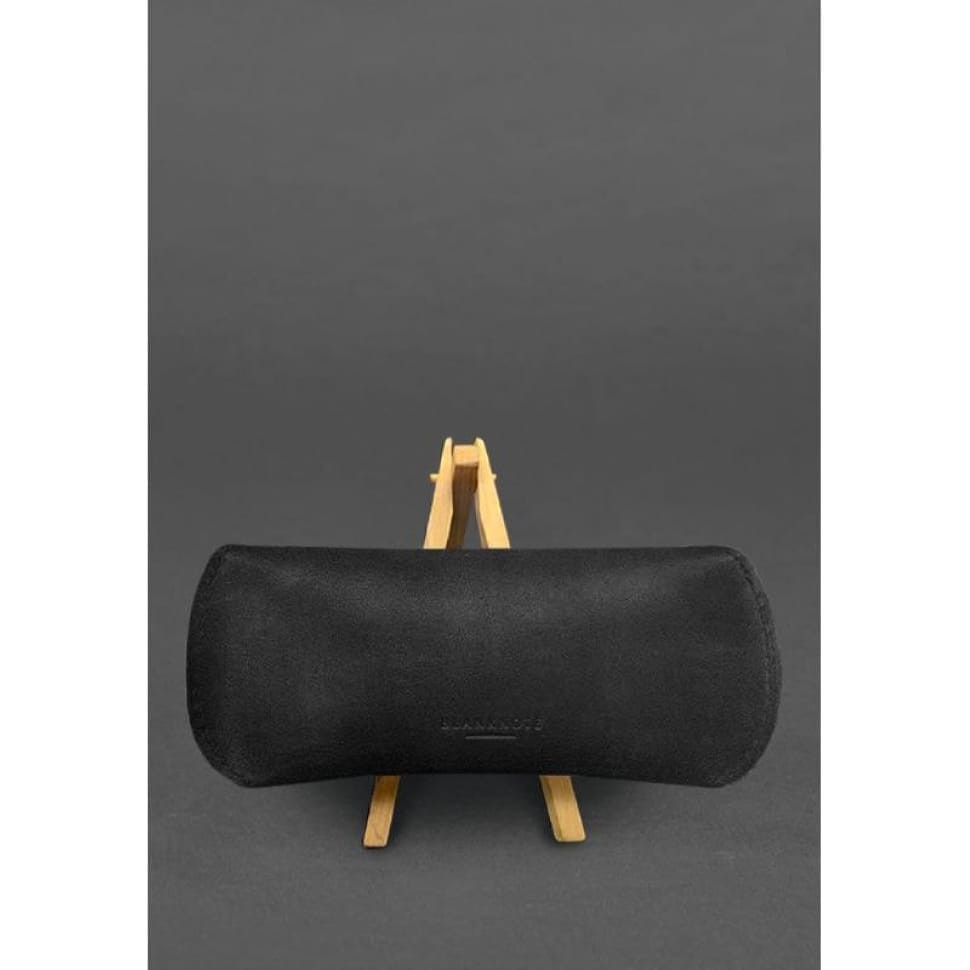 Шкіряний чохол для окулярів із клапаном на магніті Чорний Crazy Horse