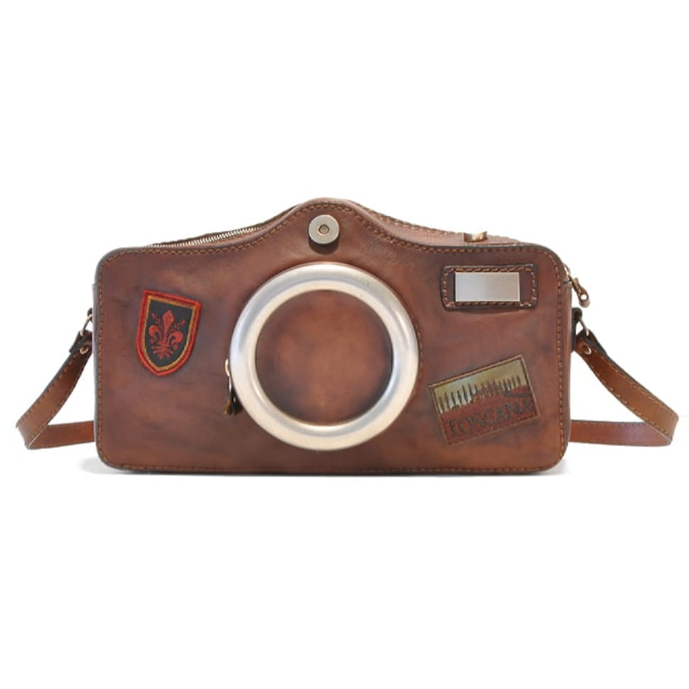 Pratesi BMA444 - Photocamera Bruce Cross Body Bag in cow leather Bruce Brown