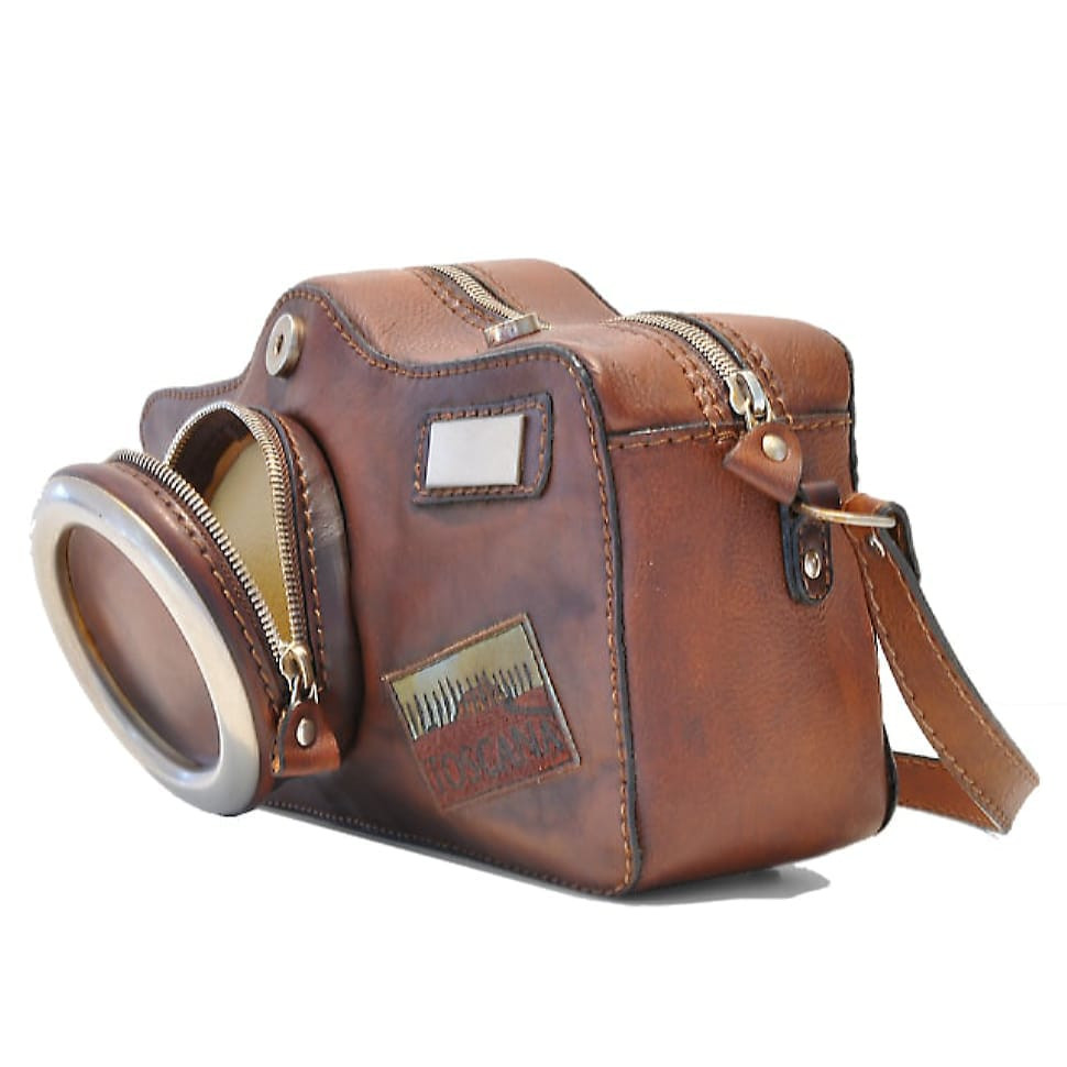 Pratesi BMA444 - Photocamera Bruce Cross Body Bag in cow leather Bruce Brown